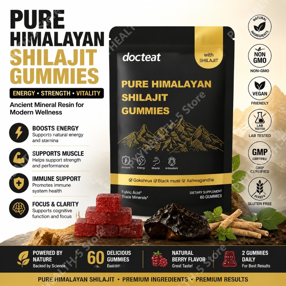 Natural Herbal Wellness - Docteat Reine Himalaya-Shilajit-Gummis mit Ashwagandha Natürliches
